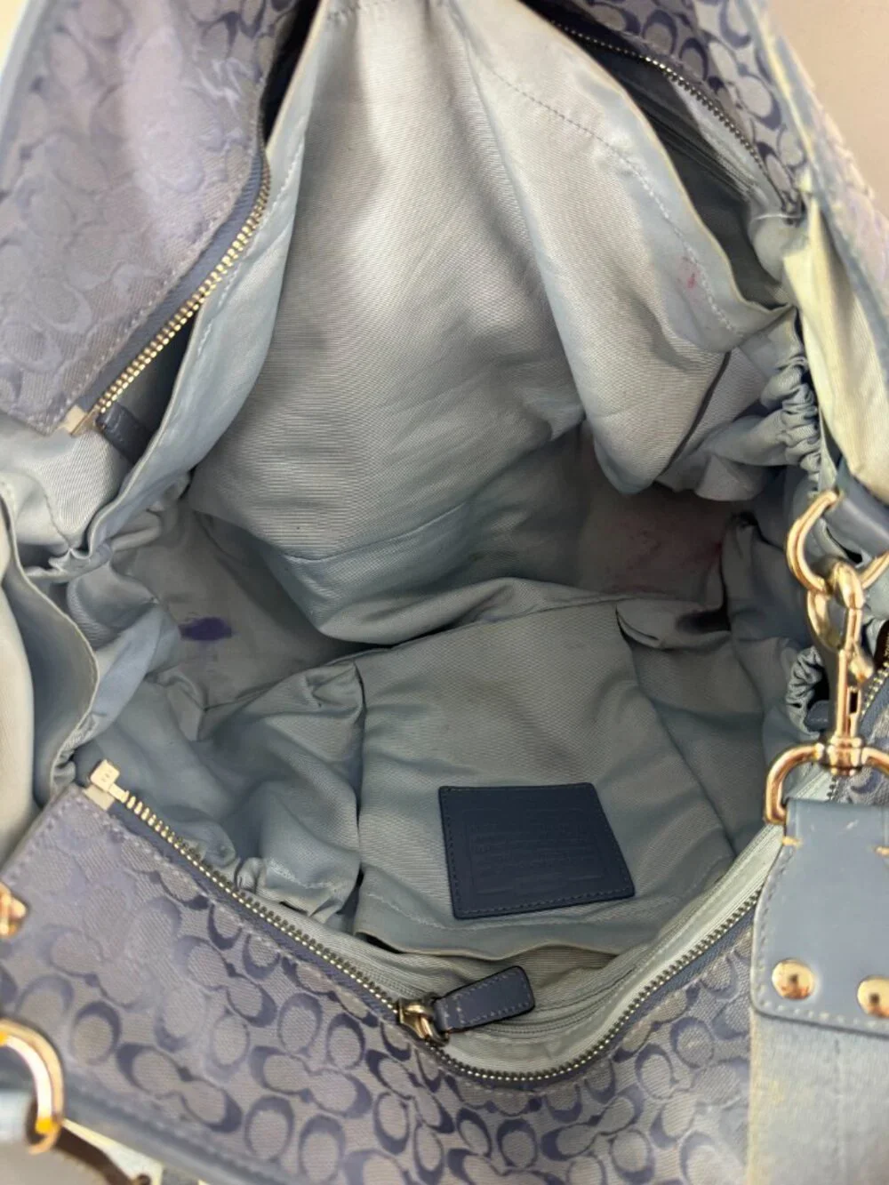 Authentic Coach CC signature Canvas with Leather Diaper Bag